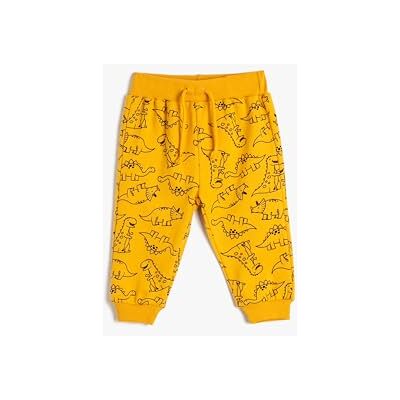 4WMB40055TK Koton Babyboy Jogger spodnie dresowe dinozaur nadruk ze sznurkiem szczotkowanym do wnętrz bawełna, Mustard Design (1d9), 12-18 Miesi?cy 4WMB40055TK Koton Babyboy Jogger spodnie dresowe dinozaur nadruk ze sznurkiem szczotkowanym do wnętrz bawełna, Mustard Design (1d9), 12-18 Miesi?cy
