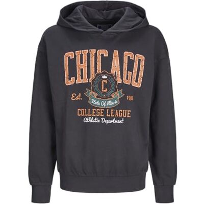 12270199 JACK&JONES JUNIOR Chłopięca bluza JORCHARGE Washed Sweat Hood LN JNR, czarna, 128, Czarny, 128 12270199 JACK&JONES JUNIOR Chłopięca bluza JORCHARGE Washed Sweat Hood LN JNR, czarna, 128, Czarny, 128