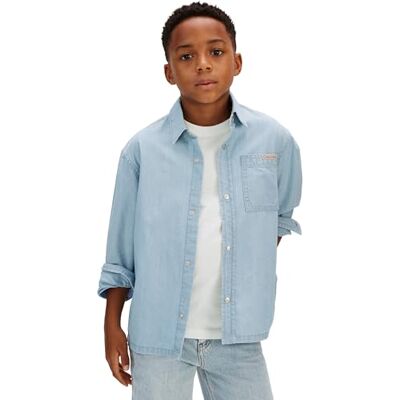 LVCKSJB30BCDN10 Calvin Klein Chłopięca koszula Chambray Ls Woven LVCKSJB30B L/S, niebieska (Light Chambray (patrz próbka)), 10 lat LVCKSJB30BCDN10 Calvin Klein Chłopięca koszula Chambray Ls Woven LVCKSJB30B L/S, niebieska (Light Chambray (patrz próbka)), 10 lat