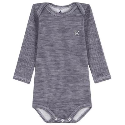 A0E9T Petit Bateau Body z długim rękawem dla niemowląt z wełny i bawełny A0E9T Petit Bateau Body z długim rękawem dla niemowląt z wełny i bawełny