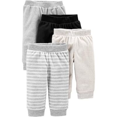 A26G116-998-6-9 MS Simple Joys by Carter's Unisex-baby 4-pak spodnie polarowe, Czarny/kość słoniowa/jasnoszary/biały pasek, 6-9 miesięcy A26G116-998-6-9 MS Simple Joys by Carter's Unisex-baby 4-pak spodnie polarowe, Czarny/kość słoniowa/jasnoszary/biały pasek, 6-9 miesięcy