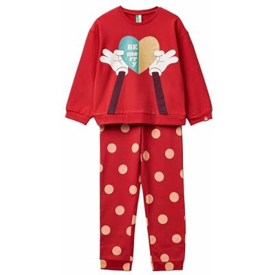3P050P09N United Colors of Benetton Dziewczęca Pig(Maglia+Pant) zestaw piżamowy, czerwony, XL 3P050P09N United Colors of Benetton Dziewczęca Pig(Maglia+Pant) zestaw piżamowy, czerwony, XL