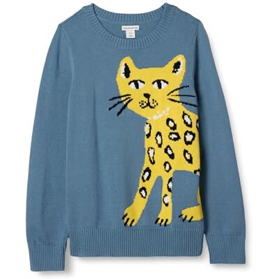 AEK10019F21-Bcat-X-Small Amazon Essentials sweter dla dziewczynki, niebieski, kot, 4-5 lat AEK10019F21-Bcat-X-Small Amazon Essentials sweter dla dziewczynki, niebieski, kot, 4-5 lat