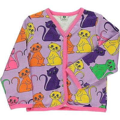 231-2406 Småfolk Sweat Cardigan, Cat, viola, 3-4 Lata 231-2406 Småfolk Sweat Cardigan, Cat, viola, 3-4 Lata