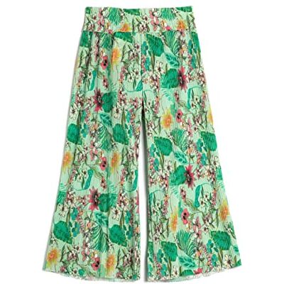 3SKG40055AK Koton Dziewczęce szerokie nogawki Palazzo Trousers Floral Printed Elastic Waistband Pleated Pants, Green Design (7d6), 6-7 Lata 3SKG40055AK Koton Dziewczęce szerokie nogawki Palazzo Trousers Floral Printed Elastic Waistband Pleated Pants, Green Design (7d6), 6-7 Lata