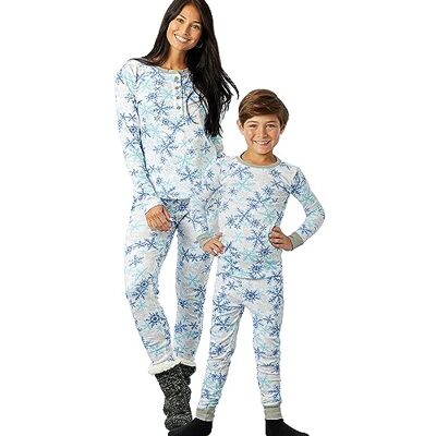 W2L2E HonestBaby Unisex-Baby Organic Cotton Holiday Family Jammies Piżama Piżama z płatkami śniegu, biały, XL W2L2E HonestBaby Unisex-Baby Organic Cotton Holiday Family Jammies Piżama Piżama z płatkami śniegu, biały, XL