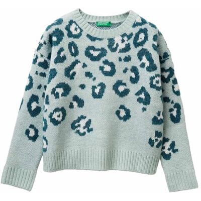 1SJFQ109H United Colors of Benetton Dziewczynki i chłopcy Maglia G/C M/L sweter, zielony, 140 cm 1SJFQ109H United Colors of Benetton Dziewczynki i chłopcy Maglia G/C M/L sweter, zielony, 140 cm