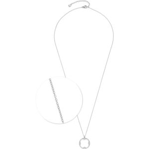 024460 JEWELS BY LEONARDO naszyjnik Ciao Campagnola, średniej długości łańcuszek ze stali nierdzewnej w kolorze srebrnym, wisiorek w kształcie koniczyny z cyrkoniami, długość 60-65 cm, prezent na biżuterię, 024460 JEWELS BY LEONARDO naszyjnik Ciao Campagnola, średniej długości łańcuszek ze stali nierdzewnej w kolorze srebrnym, wisiorek w kształcie koniczyny z cyrkoniami, długość 60-65 cm, prezent na biżuterię,