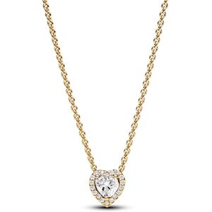 368425C01 PANDORA Timeless Funkelndes Herz Collier-Halskette aus Sterling Silber mit vergoldeter Metalllegierung und Zirkonia Steinen, Größe 45cm, -45 368425C01 PANDORA Timeless Funkelndes Herz Collier-Halskette aus Sterling Silber mit vergoldeter Metalllegierung und Zirkonia Steinen, Größe 45cm, -45