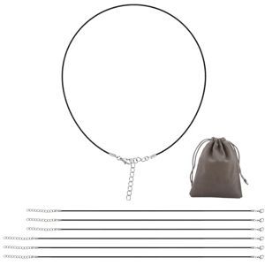 HJ-0809-02 GlasFlength Sznurek, 6 sztuk, 1,5 mm, woskowany rzemyk z zapięciem skórzanym sznurkiem, 45 cm z łańcuszkiem przedłużającym i 60 cm, do wisiorka z biżuterią unisex, sznurek wosk do bransoletki HJ-0809-02 GlasFlength Sznurek, 6 sztuk, 1,5 mm, woskowany rzemyk z zapięciem skórzanym sznurkiem, 45 cm z łańcuszkiem przedłużającym i 60 cm, do wisiorka z biżuterią unisex, sznurek wosk do bransoletki