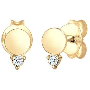 0305872118 Elli DIAMONDS kolczyki damskie kolczyki sztyfty okrągłe z diamentem (0,03 ct.) z żółtego złota próby 585, jeden rozmiar, Żółte złoto, Diament 0305872118 Elli DIAMONDS kolczyki damskie kolczyki sztyfty okrągłe z diamentem (0,03 ct.) z żółtego złota próby 585, jeden rozmiar, Żółte złoto, Diament