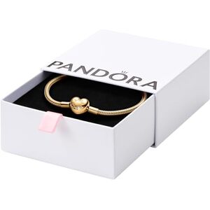 563050C00 Pandora Moments bransoletka wężykowa z zapięciem w kształcie serca ze srebra wysokiej próby z pozłacanym stopem metalu, kompatybilna z Pandora Moments, rozmiar: 17, -17 563050C00 Pandora Moments bransoletka wężykowa z zapięciem w kształcie serca ze srebra wysokiej próby z pozłacanym stopem metalu, kompatybilna z Pandora Moments, rozmiar: 17, -17