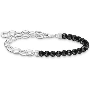 A2098-130-11 Thomas Sabo Damen Charm-Armband mit schwarzen Onyx-Beads Silber, 925 Sterlingsilber, Länge: 16-19 cm, -L19 A2098-130-11 Thomas Sabo Damen Charm-Armband mit schwarzen Onyx-Beads Silber, 925 Sterlingsilber, Länge: 16-19 cm, -L19