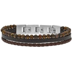 SBB-TYLER-BR Save Brave Tyler geflochtenes Leder Herren Armband mit Klappverschluss aus Edelstahl verziert mit Onyxperlen in der Länge erweiterbar 18,5 + 3cm ohne Nickel und Blei inkl. Schmuckverpackung SBB-TYLER-BR Save Brave Tyler geflochtenes Leder Herren Armband mit Klappverschluss aus Edelstahl verziert mit Onyxperlen in der Länge erweiterbar 18,5 + 3cm ohne Nickel und Blei inkl. Schmuckverpackung