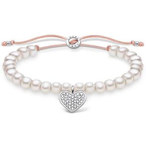 A1986-199-14-L20v Thomas Sabo Bransoletka z białymi perłami z sercem pavé, Biżuteria Damska, srebro wysokiej próby 925, długość 13-20 cm A1986-199-14-L20v Thomas Sabo Bransoletka z białymi perłami z sercem pavé, Biżuteria Damska, srebro wysokiej próby 925, długość 13-20 cm