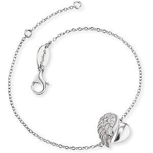 ERB-LILHEARTWING Engelsrufer Damen Armband aus Sterling Silber und Herz Flügel Anhänger silber besetzt mit drei weißen Zirkonia Steinen Karabinerverschluss längenverstellbar nickelfrei ERB-LILHEARTWING Engelsrufer Damen Armband aus Sterling Silber und Herz Flügel Anhänger silber besetzt mit drei weißen Zirkonia Steinen Karabinerverschluss längenverstellbar nickelfrei