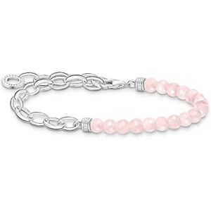 A2098-034-9 Thomas Sabo Damen Charm-Armband mit Rosenquarz-Beads Silber, 925 Sterlingsilber, Länge: 16-19 cm, -L17 A2098-034-9 Thomas Sabo Damen Charm-Armband mit Rosenquarz-Beads Silber, 925 Sterlingsilber, Länge: 16-19 cm, -L17