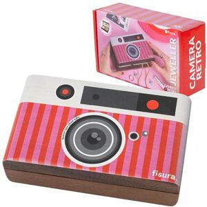 FISURA – Drewniana szkatułka na biżuterię “retro kamera” w różowo-czerwonym kolorze. Organizer na biżuterię. Pojemnik na kolczyki, pierścionki, bransoletki i naszyjniki. 16,6 cm x 9,8 cm x 5 cm FISURA – Drewniana szkatułka na biżuterię “retro kamera” w różowo-czerwonym kolorze. Organizer na biżuterię. Pojemnik na kolczyki, pierścionki, bransoletki i naszyjniki. 16,6 cm x 9,8 cm x 5 cm
