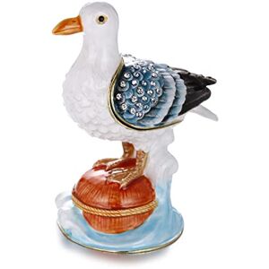 Azurt LCX Hand Painted Enamel Seagull Trinket Box for Home Decor, Hinged Jewelry Organizer for Ring Earrings, Unique Figurine Keepsake Collectible Personalized Elegant Handmade Ornament Gifts (White Seagull) Azurt LCX Hand Painted Enamel Seagull Trinket Box for Home Decor, Hinged Jewelry Organizer for Ring Earrings, Unique Figurine Keepsake Collectible Personalized Elegant Handmade Ornament Gifts (White Seagull)