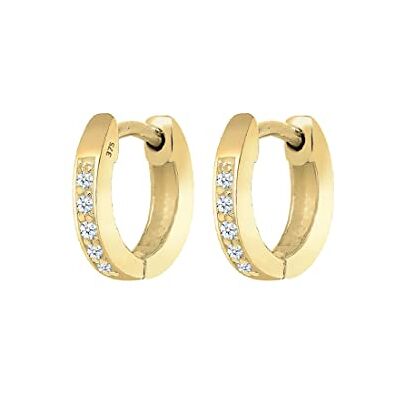 0311971814 Elli Premium kolczyki damskie typu kreole z żółtego złota próby 375, diament (0,10 ct) szlif brylantowy biały 0311971814 Elli Premium kolczyki damskie typu kreole z żółtego złota próby 375, diament (0,10 ct) szlif brylantowy biały