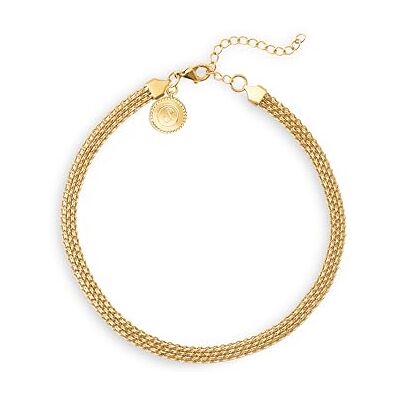 1 SINGULARU Naszyjnik typu choker Stalowy naszyjnik z wykończeniem pozłacanym 8-karatowym złotem Mesh Chocker o szerokości 8 mm Długość 33 cm + 5 cm przedłużenie Biżuteria dla kobiet, Eén 1 SINGULARU Naszyjnik typu choker Stalowy naszyjnik z wykończeniem pozłacanym 8-karatowym złotem Mesh Chocker o szerokości 8 mm Długość 33 cm + 5 cm przedłużenie Biżuteria dla kobiet, Eén