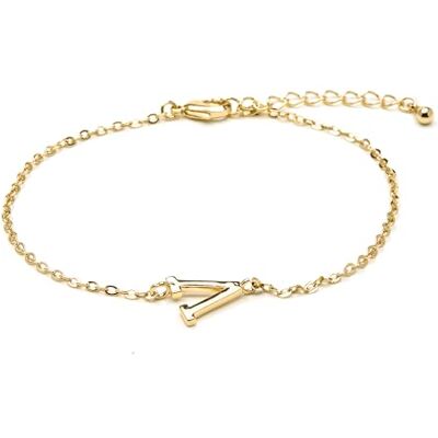 SGBX462V00 LUXENTER Bransoletka Alphabet wykończenie 18-karatowego złota litera V, Talla única, Metal, Bez kamienia szlachetnego SGBX462V00 LUXENTER Bransoletka Alphabet wykończenie 18-karatowego złota litera V, Talla única, Metal, Bez kamienia szlachetnego