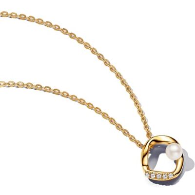 363303C01 Pandora Essence Organisch Geformter Pavé Kreis & Behandelte Süßwasserzuchtperlen Collier-Halskette aus Sterling Silber mit vergoldeter Metalllegierung und Zirkonia, Größe 45cm, -45 363303C01 Pandora Essence Organisch Geformter Pavé Kreis & Behandelte Süßwasserzuchtperlen Collier-Halskette aus Sterling Silber mit vergoldeter Metalllegierung und Zirkonia, Größe 45cm, -45