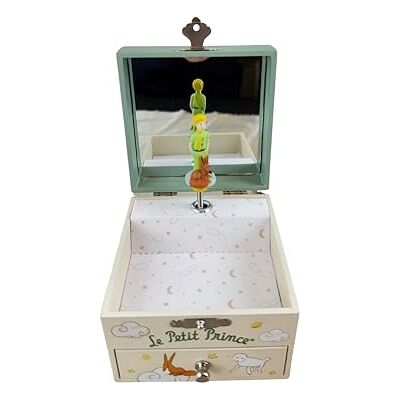 Trousselier Le Petit Prince. Saint Exupéry Pudełko ze skarbami i biżuterią muzyczną Idealny prezent dla dzieci Świeci w nocy Muzyka Walc d'Amelie Poulain Colori Green Trousselier Le Petit Prince. Saint Exupéry Pudełko ze skarbami i biżuterią muzyczną Idealny prezent dla dzieci Świeci w nocy Muzyka Walc d'Amelie Poulain Colori Green