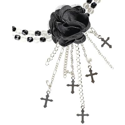 W WIDMANN MILANO Party Fashion Naszyjnik z gotyckim kwiatem, naszyjnik, biżuteria kostiumowa, gotyk, Dzień Zmarłych, Dia de los Muertos, Halloween, Czarny W WIDMANN MILANO Party Fashion Naszyjnik z gotyckim kwiatem, naszyjnik, biżuteria kostiumowa, gotyk, Dzień Zmarłych, Dia de los Muertos, Halloween, Czarny