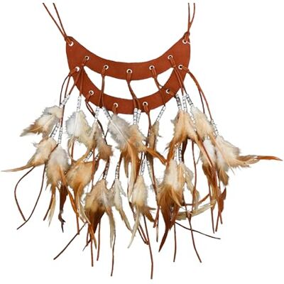 Chaks naszyjnik z piórami i perełkami, biżuteria w stylu boho Chaks naszyjnik z piórami i perełkami, biżuteria w stylu boho