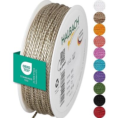 Halbach Seidenbänder Sznurek premium (masa perłowa), szerokość 2 mm, długość 50 m, wyprodukowano w Niemczech i certyfikat Öko-Tex, błyszczący satynowy sznurek z octanu Halbach Seidenbänder Sznurek premium (masa perłowa), szerokość 2 mm, długość 50 m, wyprodukowano w Niemczech i certyfikat Öko-Tex, błyszczący satynowy sznurek z octanu