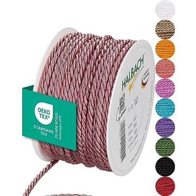 Halbach Seidenbänder Sznurek premium (ciemnoróżowy), szerokość 4 mm, długość 25 m, wyprodukowano w Niemczech i certyfikat Öko-Tex, błyszczący satynowy sznurek z octanu Halbach Seidenbänder Sznurek premium (ciemnoróżowy), szerokość 4 mm, długość 25 m, wyprodukowano w Niemczech i certyfikat Öko-Tex, błyszczący satynowy sznurek z octanu