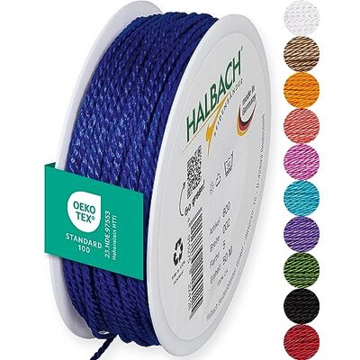Halbach Seidenbänder Sznurek premium (niebieski) szerokość 2 mm, długość 50 m wyprodukowano w Niemczech i certyfikat Öko-Tex, błyszczący satynowy sznurek z octanu Halbach Seidenbänder Sznurek premium (niebieski) szerokość 2 mm, długość 50 m wyprodukowano w Niemczech i certyfikat Öko-Tex, błyszczący satynowy sznurek z octanu