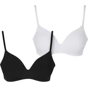 TB7654A Urban Classics Biustonosz damski Basic Padded Bra 2-pak, wyściełany biustonosz z regulowanymi ramiączkami, bezszwowy, 2 sztuki w opakowaniu, czarny + biały, 85B TB7654A Urban Classics Biustonosz damski Basic Padded Bra 2-pak, wyściełany biustonosz z regulowanymi ramiączkami, bezszwowy, 2 sztuki w opakowaniu, czarny + biały, 85B