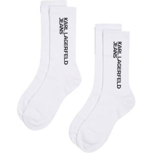 A1W47053 Karl Lagerfeld Jeans, Damskie, Essential Logo Socks, 2 Szt., Biały, One size A1W47053 Karl Lagerfeld Jeans, Damskie, Essential Logo Socks, 2 Szt., Biały, One size