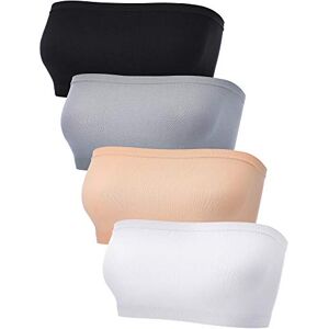 1 4-częściowy damski biustonosz typu bandeau, bez ramiączek, bezszwowy, niewyściełany, rozciągliwy biustonosz, czarny, biały, kolor skóry, szary, S 1 4-częściowy damski biustonosz typu bandeau, bez ramiączek, bezszwowy, niewyściełany, rozciągliwy biustonosz, czarny, biały, kolor skóry, szary, S