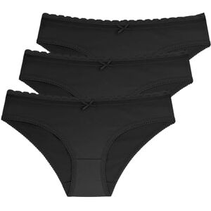 DOR000017 Dorina Damskie majtki Classic Hipster, bawełna organiczna, Naomi, kość słoniowa, beżowy, różowy, szary, czarny, Black/Black/Black, XS DOR000017 Dorina Damskie majtki Classic Hipster, bawełna organiczna, Naomi, kość słoniowa, beżowy, różowy, szary, czarny, Black/Black/Black, XS
