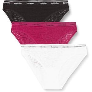 000QD5069E Calvin Klein Damskie majtki bikini z koronką, Wielokolorowy (fioletowy eliksir/biały/czarny), XL 000QD5069E Calvin Klein Damskie majtki bikini z koronką, Wielokolorowy (fioletowy eliksir/biały/czarny), XL