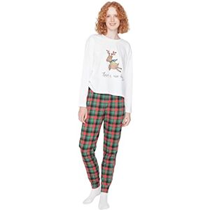 THMAW21PT0776 TRENDYOL Zestaw piżamy biały pled, Multi-color, S THMAW21PT0776 TRENDYOL Zestaw piżamy biały pled, Multi-color, S