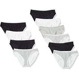 WAE90087FL18_Black/Bright White/Grey Amazon Essentials Women's Bawełniane majtki bikini (dostępne w wersji Plus Size), Pack of 10, Czarny/Jasnobiały/Szary, 44 WAE90087FL18_Black/Bright White/Grey Amazon Essentials Women's Bawełniane majtki bikini (dostępne w wersji Plus Size), Pack of 10, Czarny/Jasnobiały/Szary, 44