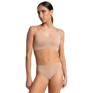 3683-NUDL Capezio damski bezszwowy biustonosz z przezroczystym paskiem na plecach i regulowanymi ramiączkami, CIELISTY, XS 3683-NUDL Capezio damski bezszwowy biustonosz z przezroczystym paskiem na plecach i regulowanymi ramiączkami, CIELISTY, XS