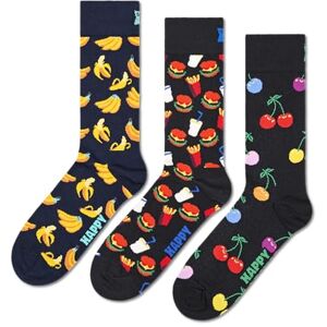 P000990 Happy Socks zestaw 3 par skarpetek zabawne skarpetki z nadrukiem banana i hamburgera, z bawełny organicznej dla kobiet i mężczyzn P000990 Happy Socks zestaw 3 par skarpetek zabawne skarpetki z nadrukiem banana i hamburgera, z bawełny organicznej dla kobiet i mężczyzn