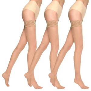 HCEROVI55 MARILYN Damskie klasyczne pończochy samonośne z koronką 15 Den Visone 5/XL 3 pary, Visone, XL HCEROVI55 MARILYN Damskie klasyczne pończochy samonośne z koronką 15 Den Visone 5/XL 3 pary, Visone, XL