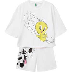 30963P03W United Colors of Benetton Pig(T-Shirt+Short) , zestaw piżamowy, biały, XS damski, Kolor biały, XS 30963P03W United Colors of Benetton Pig(T-Shirt+Short) , zestaw piżamowy, biały, XS damski, Kolor biały, XS