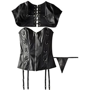 2031187 Allure Lingerie Damski gorset ze sztucznej skóry z górą Bolero, Czarny, M 2031187 Allure Lingerie Damski gorset ze sztucznej skóry z górą Bolero, Czarny, M