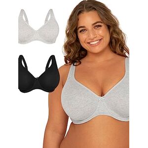 FT813 Fruit of the Loom Plus Size Cotton Underwire Biustonosz Underwire Wysoce kryjący, matowy damski biustonosz, Melanż szary/czarny odcień, 85C FT813 Fruit of the Loom Plus Size Cotton Underwire Biustonosz Underwire Wysoce kryjący, matowy damski biustonosz, Melanż szary/czarny odcień, 85C