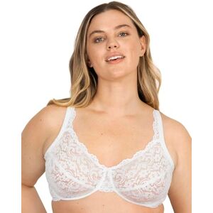 SA964-117-46D Smart & Sexy Damski biustonosz Curvy Signature Lace bez podszewki z fiszbinami z dodanym wsparciem pełne pokrycie, biały, 105D SA964-117-46D Smart & Sexy Damski biustonosz Curvy Signature Lace bez podszewki z fiszbinami z dodanym wsparciem pełne pokrycie, biały, 105D