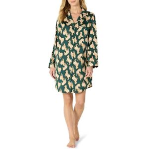AEWM75566_Dark Green Beige Zebras Amazon Essentials Damska satynowa koszula nocna na guziki, Ciemnozielone beżowe zebry, S AEWM75566_Dark Green Beige Zebras Amazon Essentials Damska satynowa koszula nocna na guziki, Ciemnozielone beżowe zebry, S