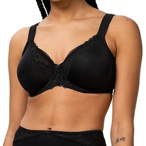 10207538 Triumph Modern Lace + Cotton W damski biustonosz z fiszbinami szerokie ramiączka mocne trzymanie, czarny, 90D 10207538 Triumph Modern Lace + Cotton W damski biustonosz z fiszbinami szerokie ramiączka mocne trzymanie, czarny, 90D