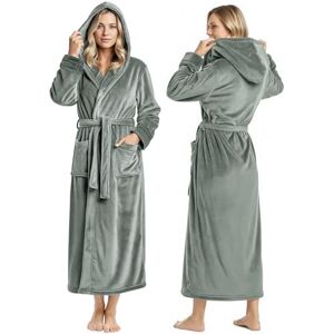 NYT0076 NY Threads Damski polarowy szlafrok z kapturem, pluszowy, długi szlafrok spa, Szara stal, M NYT0076 NY Threads Damski polarowy szlafrok z kapturem, pluszowy, długi szlafrok spa, Szara stal, M